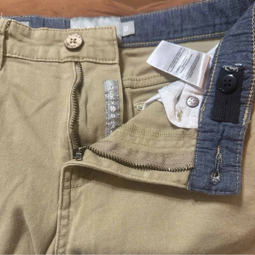 Lucky Brand Girls Tan Authentic Skinny Stretch Pants Adjustable Waist size 10